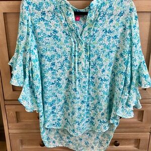 Vince Camuto Blue and White Floral Blouse